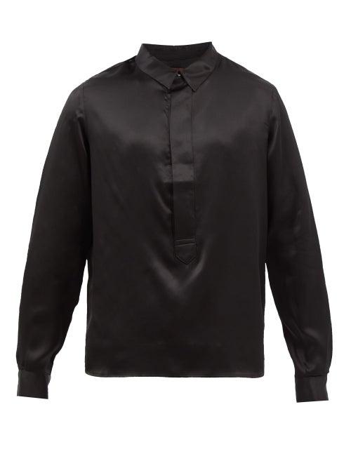 Albus Lumen - Ferias Silk-satin Shirt - Mens - Black