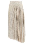 Matchesfashion.com Rochas - Asymmetric Sequinned Skirt - Womens - Silver