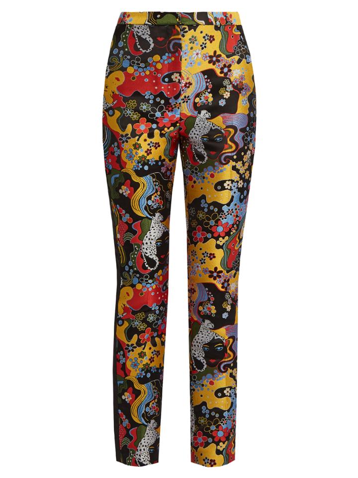 Mary Katrantzou Slick Psychedelic-jacquard Slim-leg Trousers