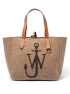 Matchesfashion.com Jw Anderson - Belt Embroidered-anchor Wool-felt Tote Bag - Womens - Beige