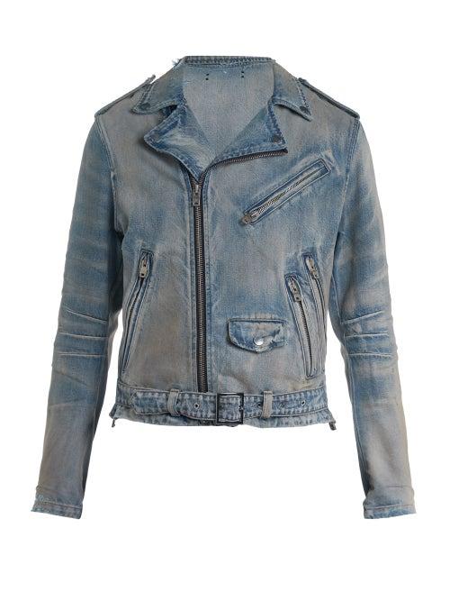 Matchesfashion.com Amiri - Washed Denim Biker Jacket - Mens - Blue