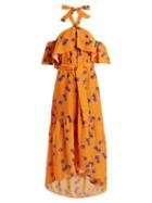 Matchesfashion.com Borgo De Nor - Josephine Orchid Print Off The Shoulder Dress - Womens - Orange Multi