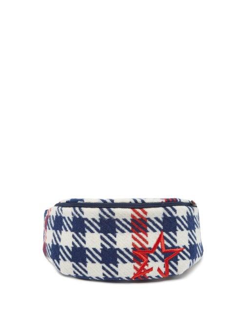 Perfect Moment - Star-embroidered Houndstooth-check Belt Bag - Womens - White Multi