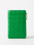 Bottega Veneta - Intrecciato Leather Zip Wallet - Womens - Green
