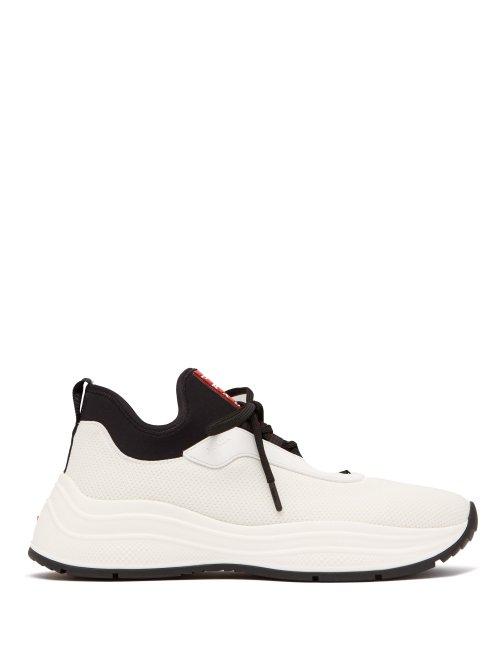 Matchesfashion.com Prada - Exaggerated Sole Mesh Trainers - Mens - Black White