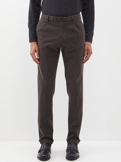 Thom Sweeney - Turn-up Hem Chino Trousers - Mens - Dark Brown