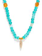 Matchesfashion.com Musa By Bobbie - Diamond, Turquoise & 14kt Gold Beaded Necklace - Womens - Turquoise