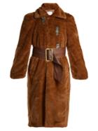 Toga Point-collar Bead-embellished Faux-fur Coat