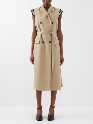 Sacai - Sleeveless Double-breasted Trench Coat - Womens - Beige