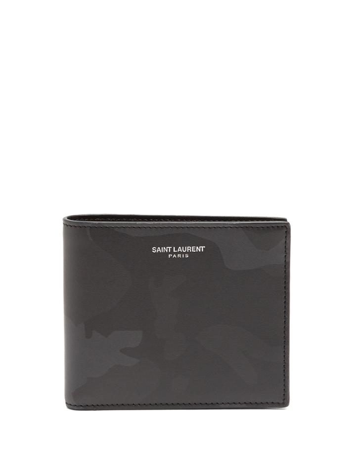 Saint Laurent Camouflage-print Bi-fold Leather Wallet
