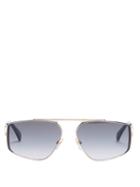Matchesfashion.com Givenchy - Angular Flat Top Metal Sunglasses - Womens - Dark Grey