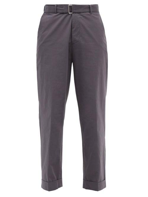 Officine Gnrale - Georges Belted Cotton-poplin Trousers - Mens - Grey