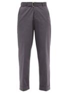 Officine Gnrale - Georges Belted Cotton-poplin Trousers - Mens - Grey