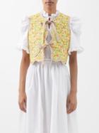 Horror Vacui - Pauline Reversible Floral-print Cotton Gilet - Womens - Yellow Multi