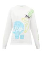 Matchesfashion.com Aries - French Monster Logo-print Cotton T-shirt - Womens - White Multi