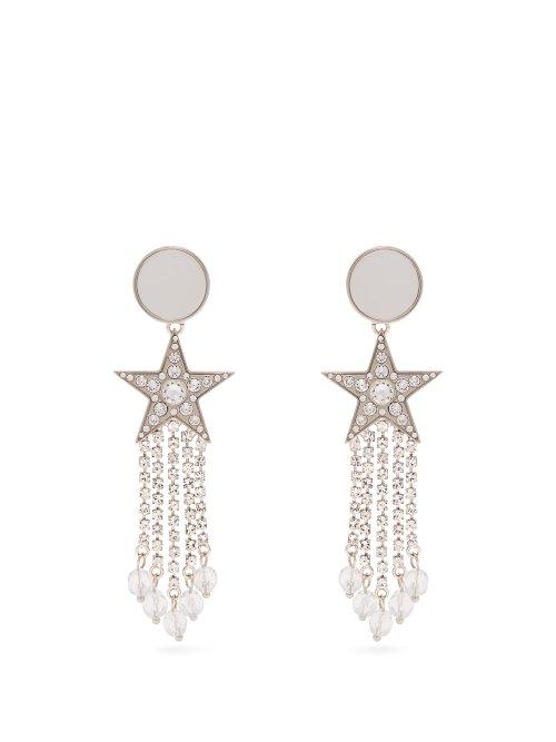 Matchesfashion.com Miu Miu - Crystal Tassel Star Clip On Earrings - Womens - Crystal