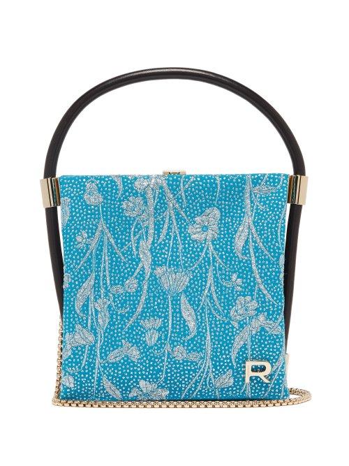 Matchesfashion.com Rochas - Metallic Brocade Satin Clutch - Womens - Blue Multi