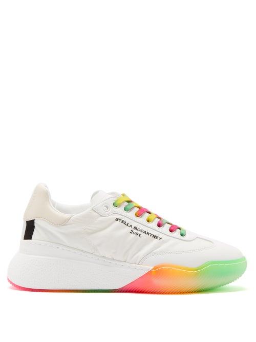 Ladies Shoes Stella Mccartney - Loop Raised-sole Canvas Trainers - Womens - White Multi