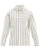 Matchesfashion.com Barena Venezia - Panelled Striped Cotton-poplin Shirt - Mens - White Multi