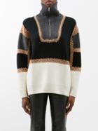 Chlo - Crochet Panelled Wool-blend Sweater - Womens - Black Multi