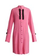 Matchesfashion.com Blouse - Magnus Ruffle Trimmed Silk Shirtdress - Womens - Pink