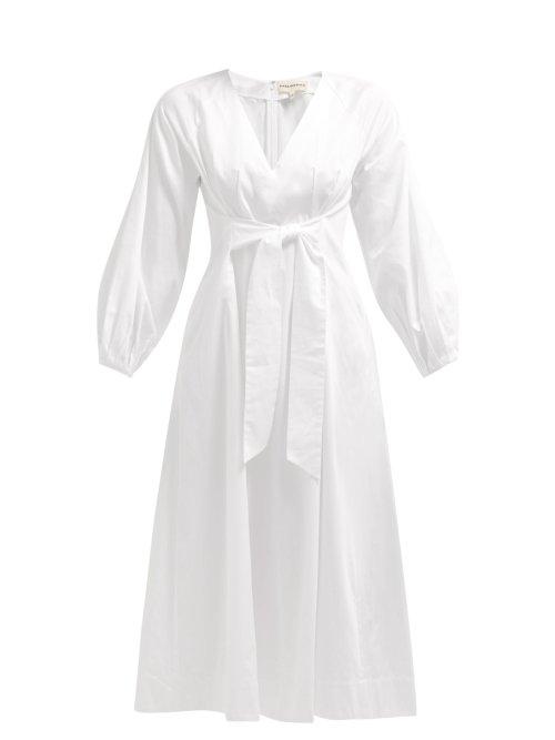 Matchesfashion.com Mara Hoffman - Vivica Tie Front Cotton Midi Dress - Womens - White