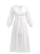 Matchesfashion.com Mara Hoffman - Vivica Tie Front Cotton Midi Dress - Womens - White