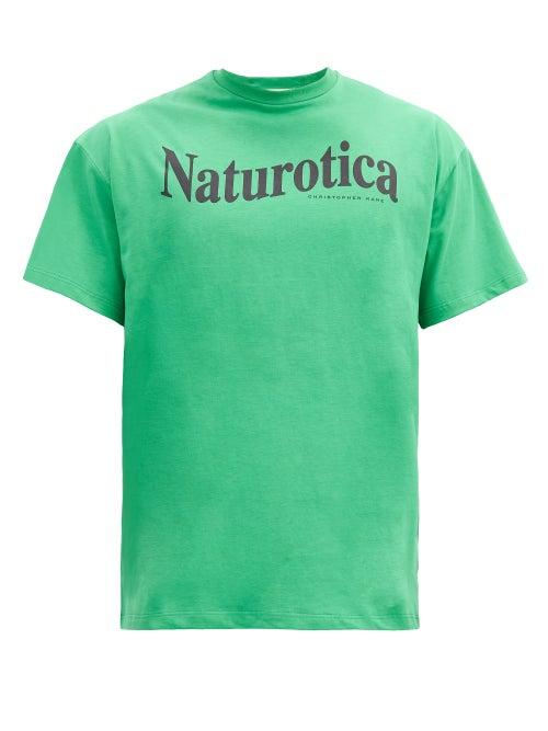 Matchesfashion.com Christopher Kane - Naturotica-print Cotton-jersey T-shirt - Mens - Green