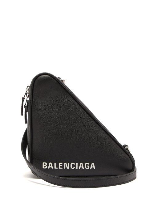 Matchesfashion.com Balenciaga - Triangle Pochette M Leather Clutch - Womens - Black