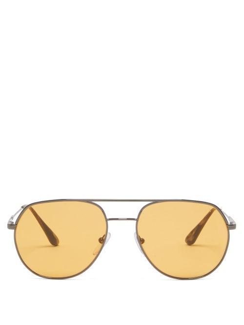 Matchesfashion.com Prada Eyewear - Aviator Metal Sunglasses - Mens - Silver