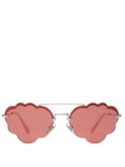 Matchesfashion.com Miu Miu - Cloud Frame Rimless Metal Sunglasses - Womens - Pink