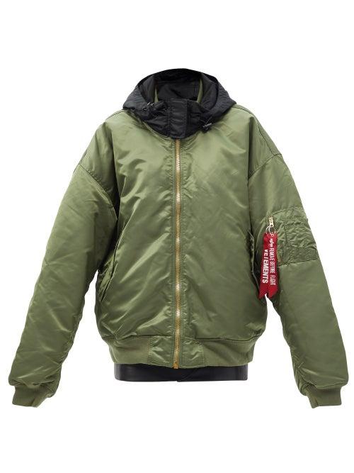 Matchesfashion.com Vetements - Reworked Satin Bomber Jacket - Womens - Khaki