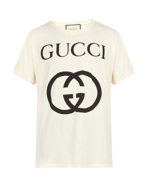 Matchesfashion.com Gucci - Logo Print Cotton T Shirt - Mens - Ivory