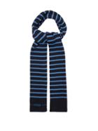 Matchesfashion.com Prada - Stripe Intarsia Wool Blend Scarf - Mens - Navy Multi