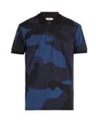 Matchesfashion.com Valentino - Camouflage Print Cotton Polo Shirt - Mens - Navy