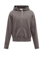 Mens Rtw Les Tien - Zip-through Brushed-back Cotton Hooded Sweatshirt - Mens - Black Grey