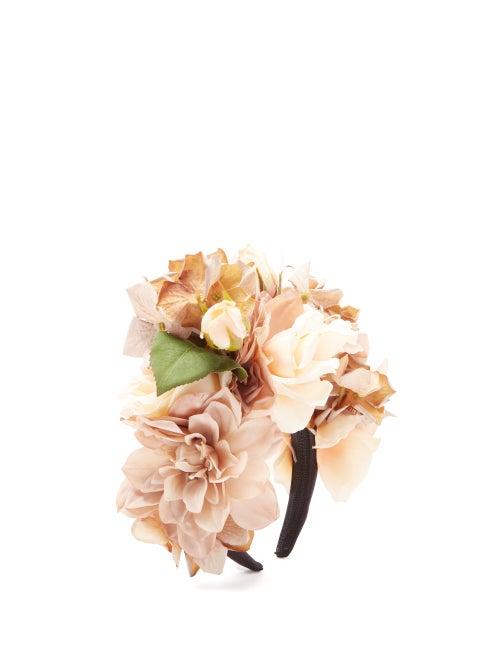 Matchesfashion.com Philippa Craddock - Floral-appliqud Headband - Womens - Nude