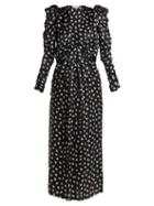 Matchesfashion.com Attico - Barcelona Floral Print Silk Chiffon Dress - Womens - Black White