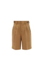 Matchesfashion.com Umit Benan B+ - High-rise Double-pleated Shorts - Womens - Camel