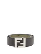 Matchesfashion.com Fendi - Ff Leather Belt - Mens - Grey Silver