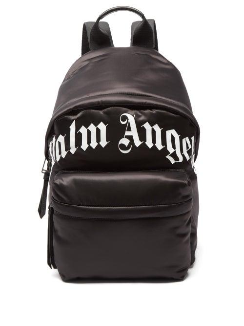 Palm Angels - Logo-print Satin Backpack - Mens - Black White