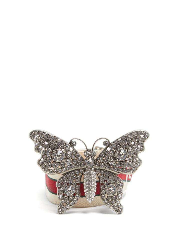 Gucci Crystal-embellished Butterfly Elastic Belt