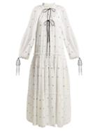 Matchesfashion.com Anaak - Fay Tiered Fil Coup Cotton Dress - Womens - White Print