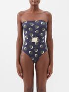 Eres - Nuit Lune Printed Bandeau Swimsuit - Womens - Navy Print