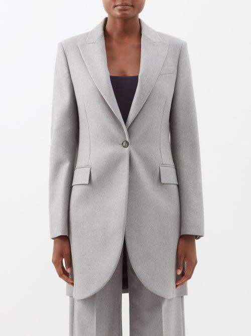 Loewe - Longline Single-breasted Wool Blazer - Womens - Grey