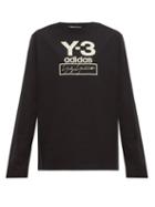 Matchesfashion.com Y-3 - Stacked Logo Long Sleeved Cotton T Shirt - Mens - Black