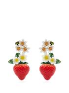 Matchesfashion.com Dolce & Gabbana - Strawberry Crystal Embellished Drop Earrings - Womens - Red