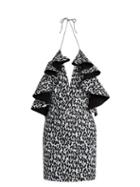 Matchesfashion.com Balmain - Ruffled Leopard Print Mini Dress - Womens - Black White
