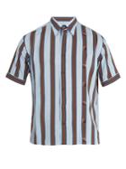 Fendi Striped Logo-print Short-sleeved Shirt