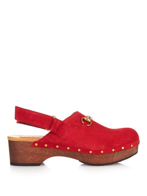 Gucci Amstel Horsebit Suede Clogs